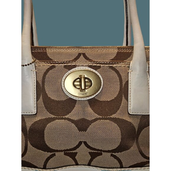 Coach Hampton Madeline Signature Satchel Canvas Y2K Turnlock Shoulder Bag - Picture 5 of 16